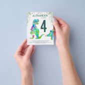 恐竜ジャングルバースデーパーティーバジェット招待状 チラシ (手)