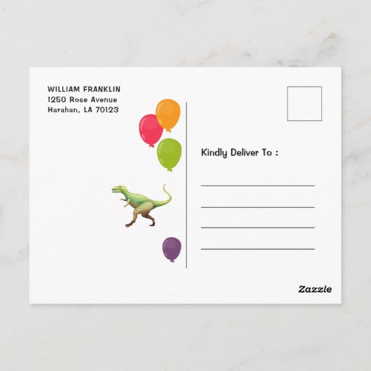 恐竜ジャングル生誕祭 写真招待状 ポストカード (裏面)