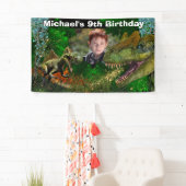 恐竜ジャングルTレックス少年写真先史時代 横断幕 (インサイチュ)