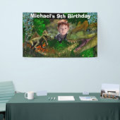 恐竜ジャングルTレックス少年写真先史時代 横断幕 (トレードショー)