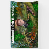 恐竜ジャングルTレックス少年写真先史時代 横断幕 (縦)