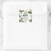 恐竜ジュラクールシック少年の誕生日パーティーのお願い スクエアシール (バッグ)