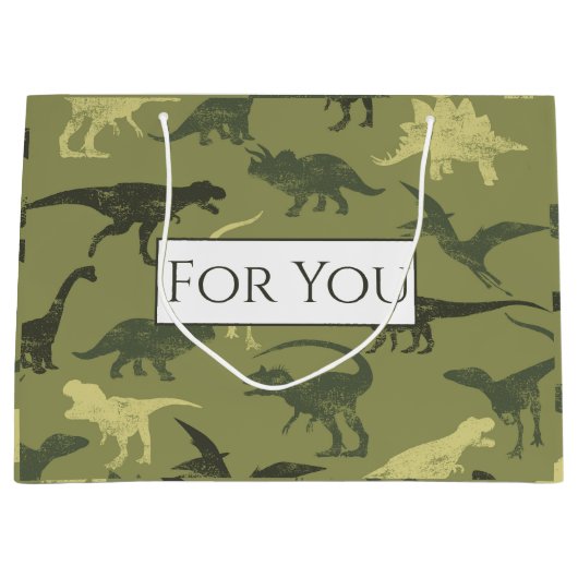 恐竜ジュラシックのパターンあなたのための大きな抱き枕 ラージペーパーバッグ (正面)