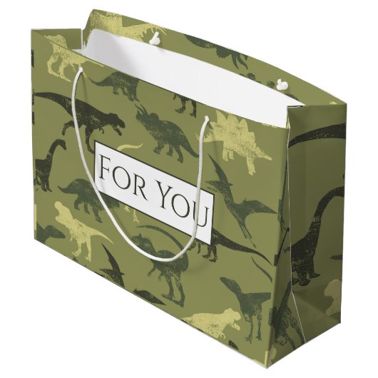 恐竜ジュラシックのパターンあなたのための大きな抱き枕 ラージペーパーバッグ (裏面アングル)
