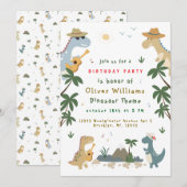 恐竜ジュラシックキッズ先史時代パーティーファン 招待状 (正面/裏面)