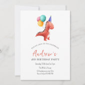 恐竜ジュラシックパーティの招待状ボーイズ3レックス 招待状 (正面)