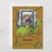 恐竜ジュラシック先史時代のかわいい漫画の写真 サンキューカード (裏面)