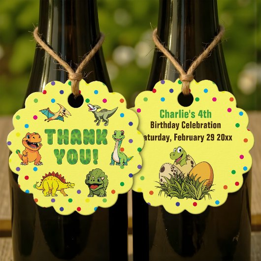 恐竜ジュラシック先史時代のかわいい漫画パーティー フェイバータグ