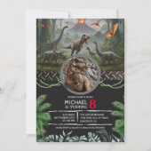 恐竜ジュラシック誕生日パーティストンプチョンプロア 招待状 (正面)