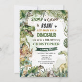 恐竜ジュラシック誕生日パーティストンプチョンプロア 招待状 (正面)