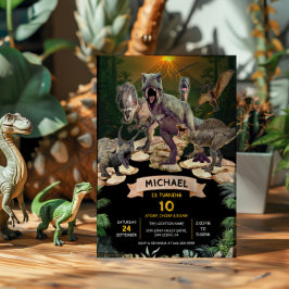 恐竜ジュラシック誕生日パーティストンプチョンプロア 招待状