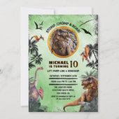 恐竜ジュラシック誕生日パーティストンプチョンプロア 招待状 (正面)