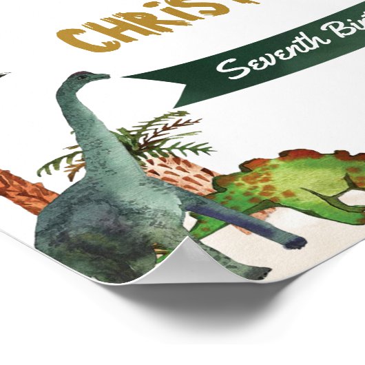 恐竜ジュラシック誕生日パーティーウェルカムサインA4 ポスター (角)