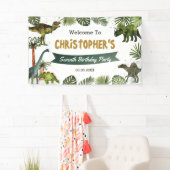 恐竜ジュラシック誕生日パーティーウェルカムバックドロップ 横断幕 (インサイチュ)