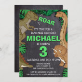 恐竜ジュラシックDinoキッズ3rd誕生日パーティー 招待状 (正面/裏面)
