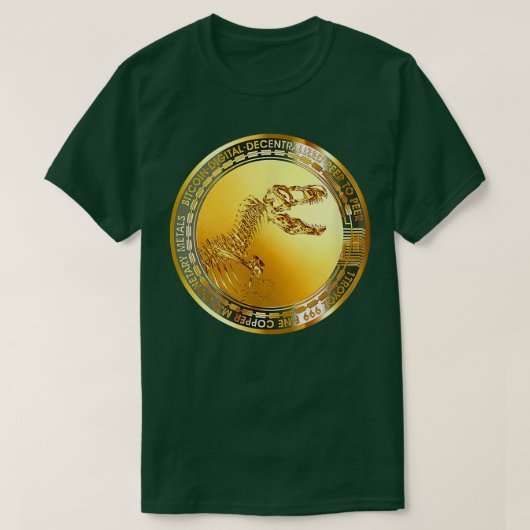 恐竜スカル化石スケルトンコインBitcoin World  Tシャツ (デザイン正面)