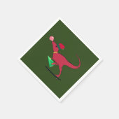 恐竜スケーターのクリスマスモダン スタンダードカクテルナプキン (角)