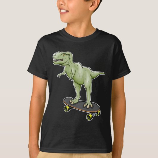 恐竜スケートボードのT-Rex恐竜 Tシャツ (正面)