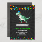 恐竜スケートボード誕生日パーティー 招待状 (正面/裏面)