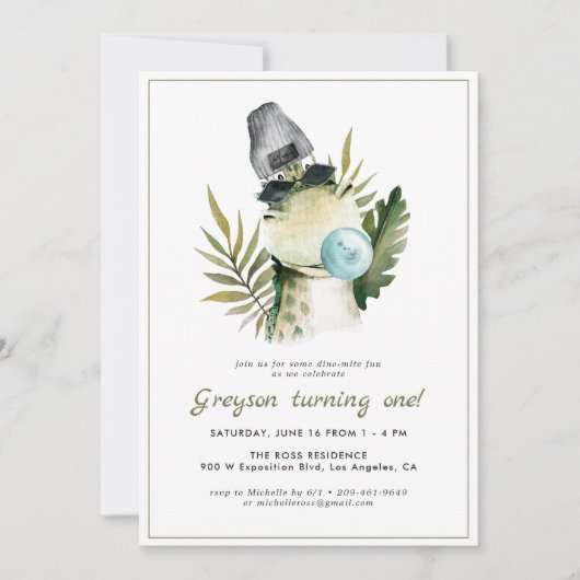 恐竜スタイリッシュ類 |誕生日パーティーの招待 (正面)
