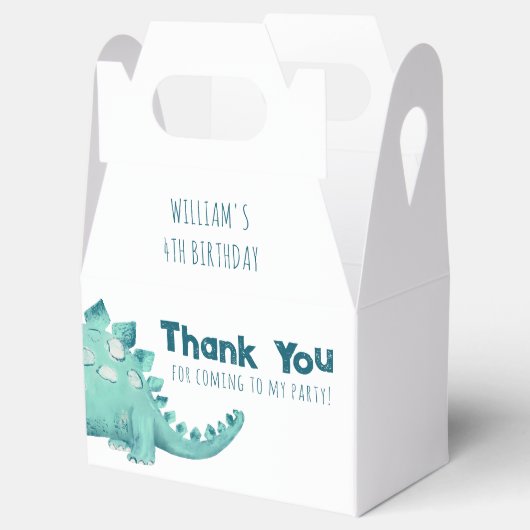 恐竜ステゴサウルスありがとう男の子の誕生日パーティー フェイバーボックス (オープン)
