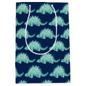 恐竜ステゴサウルス子供の誕生日 ミディアムペーパーバッグ (正面)