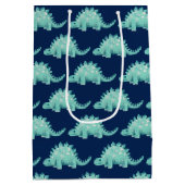 恐竜ステゴサウルス子供の誕生日 ミディアムペーパーバッグ (裏面)