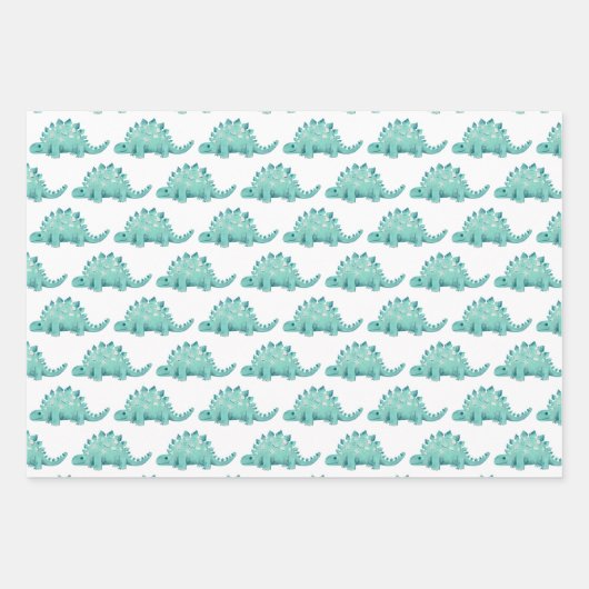 恐竜ステゴサウルス子供の誕生日 ラッピングペーパーシート (正面)