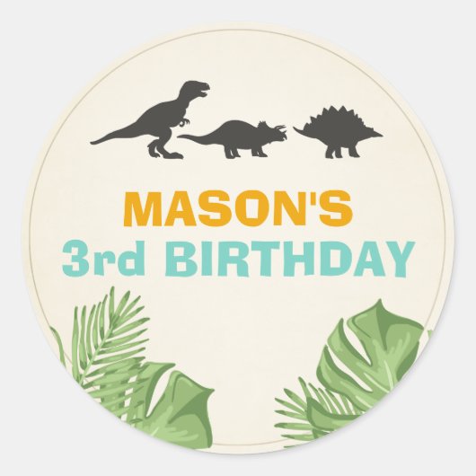 恐竜ステッカー封筒用シールDino ラウンドシール (正面)