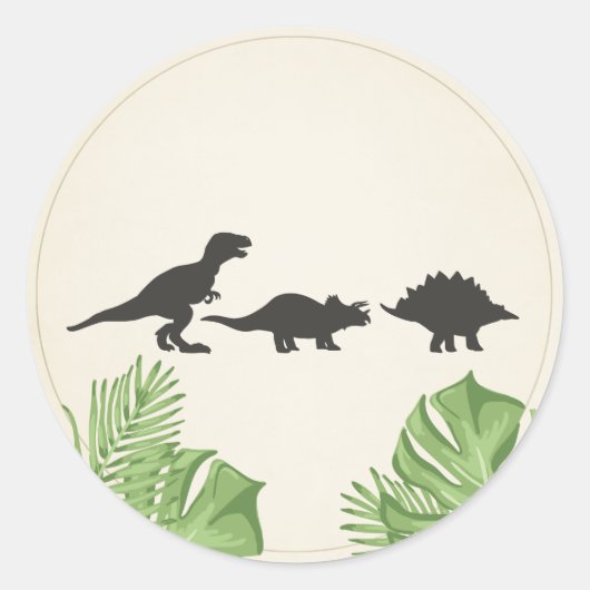 恐竜ステッカー封筒用シールDino ラウンドシール (正面)