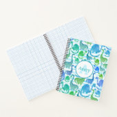 恐竜ストライプ水彩恐竜パーソナライズ ノートブック (内部)