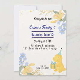 恐竜ストンプチョンプラー女の子の誕生日パーティー 招待状