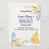 恐竜ストンプチョンプラー女の子の誕生日パーティー 招待状 (正面/裏面)