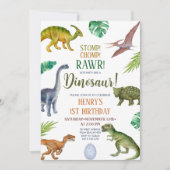 恐竜ストンプチョンプラー第1バースデーボーイパーティー 招待状 (正面)