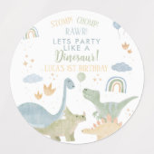 恐竜ストンプチョンプラー第1誕生日パーティー少年 ラベル (デザイン1)