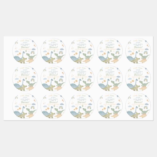 恐竜ストンプチョンプラー第1誕生日パーティー少年 ラベル (シート)