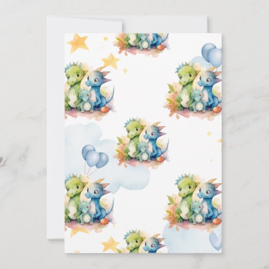 恐竜ストンプチョンプラー第1誕生日パーティー少年 招待状 (裏面)