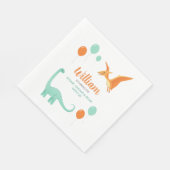 恐竜ストンプチョンプラー誕生日パーティーボーイ スタンダードランチョンナプキン (角)