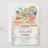 恐竜ストンプチョンプロア2nd誕生日パーティーガール 招待状 (正面)