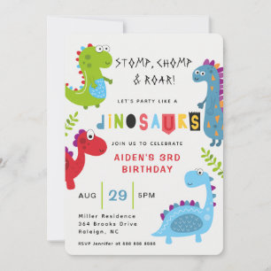 恐竜ストンプチョンプロール子供の誕生日招待状 招待状