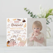 恐竜ストンプチョンプRawr 1st誕生日の写真 招待状 (スタンド正面)