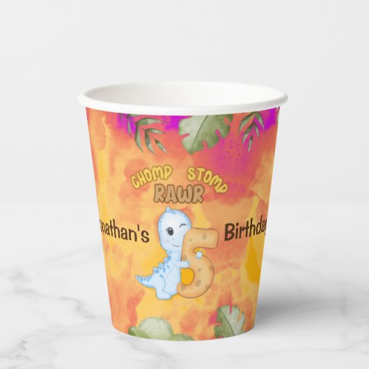 恐竜ストンプチョンプRawr 5th誕生日パーティー 紙コップ (正面)