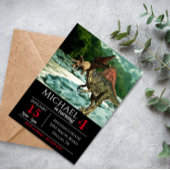 恐竜スピノサウルスの風景の誕生日パーティー 招待状