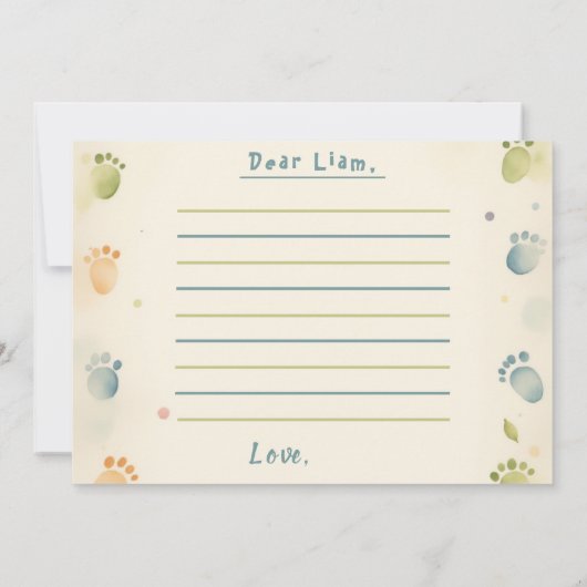 恐竜タイムカプセルノートカード写真1st誕生日 招待状 (裏面)