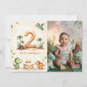 恐竜タイムカプセル メッセージカード 2歳の誕生日 招待状 (正面)