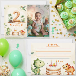 恐竜タイムカプセル メッセージカード 2歳の誕生日 招待状