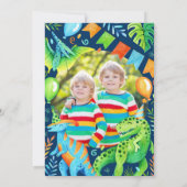 恐竜ダブルお祝いボーイズ誕生日写真 招待状 (裏面)