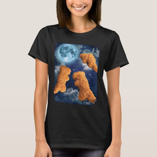 恐竜チキンナゲットが吠える面白い食べ物のTシャツ A Tシャツ (正面)