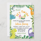 恐竜ツインズベビーシャワー招待状 招待状 (正面)