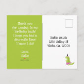 恐竜ツツありがとうノートカードバレリーナDino インビテーションポストカード (裏面)